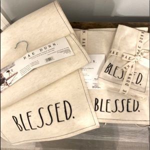 Rae Dunn BLESSED Set, Table Runner, 4 Placements, 4 napkins, NEW!